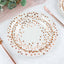 25-Pack Paper Round Dinner Plates 9" White with Metallic Rose Gold Polka Dots - Disposable 300GSM Party Plates for Banquets & Celebrations