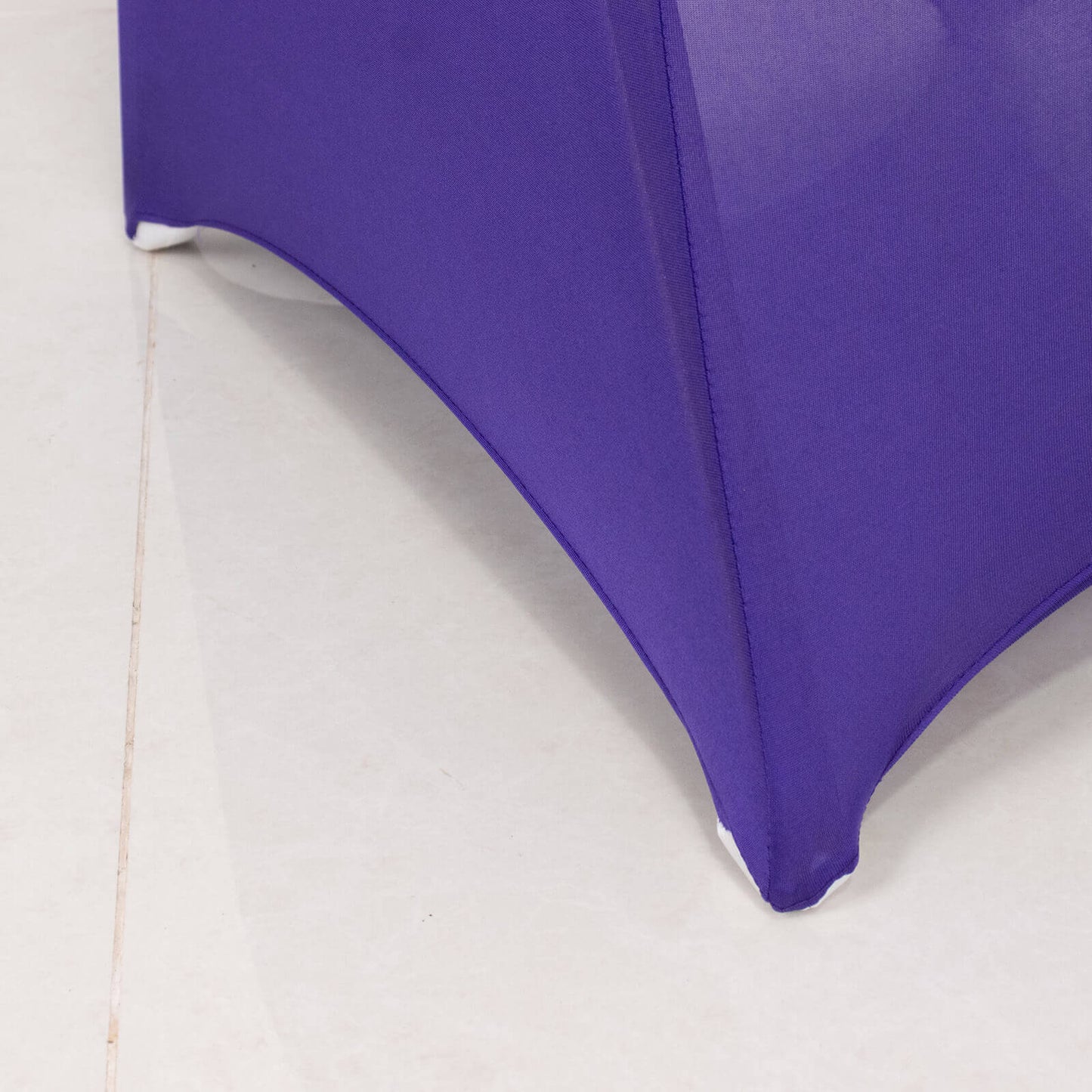 Spandex Chair Cover with Silver Rhinestone Buckled Sash Band Purple - Stretch Fitted Slipcover