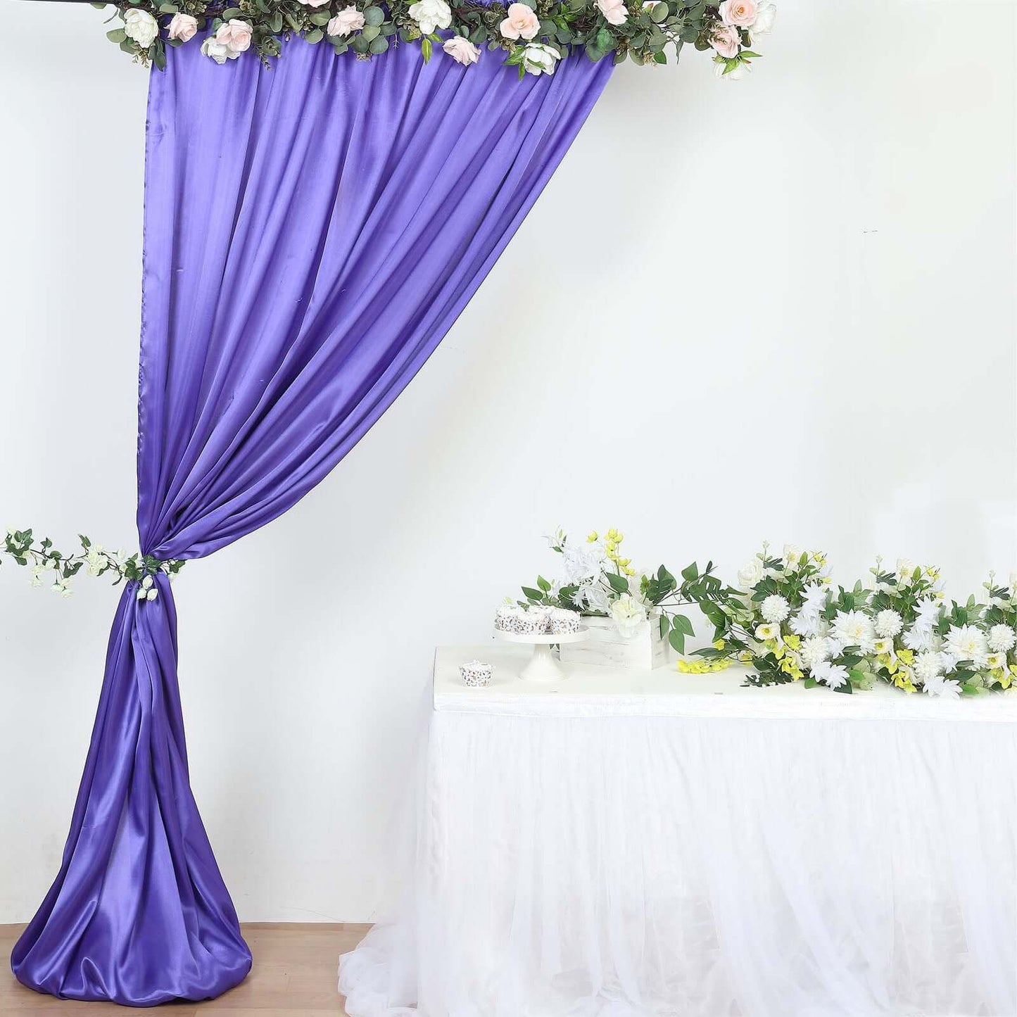 8ftx10ft Purple Satin Event Curtain Drapes, Backdrop Event Panel