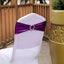 5 Pack Metallic Spandex Chair Sashes Purple - Stretch Fit Chair Bands With Round Diamond Buckles