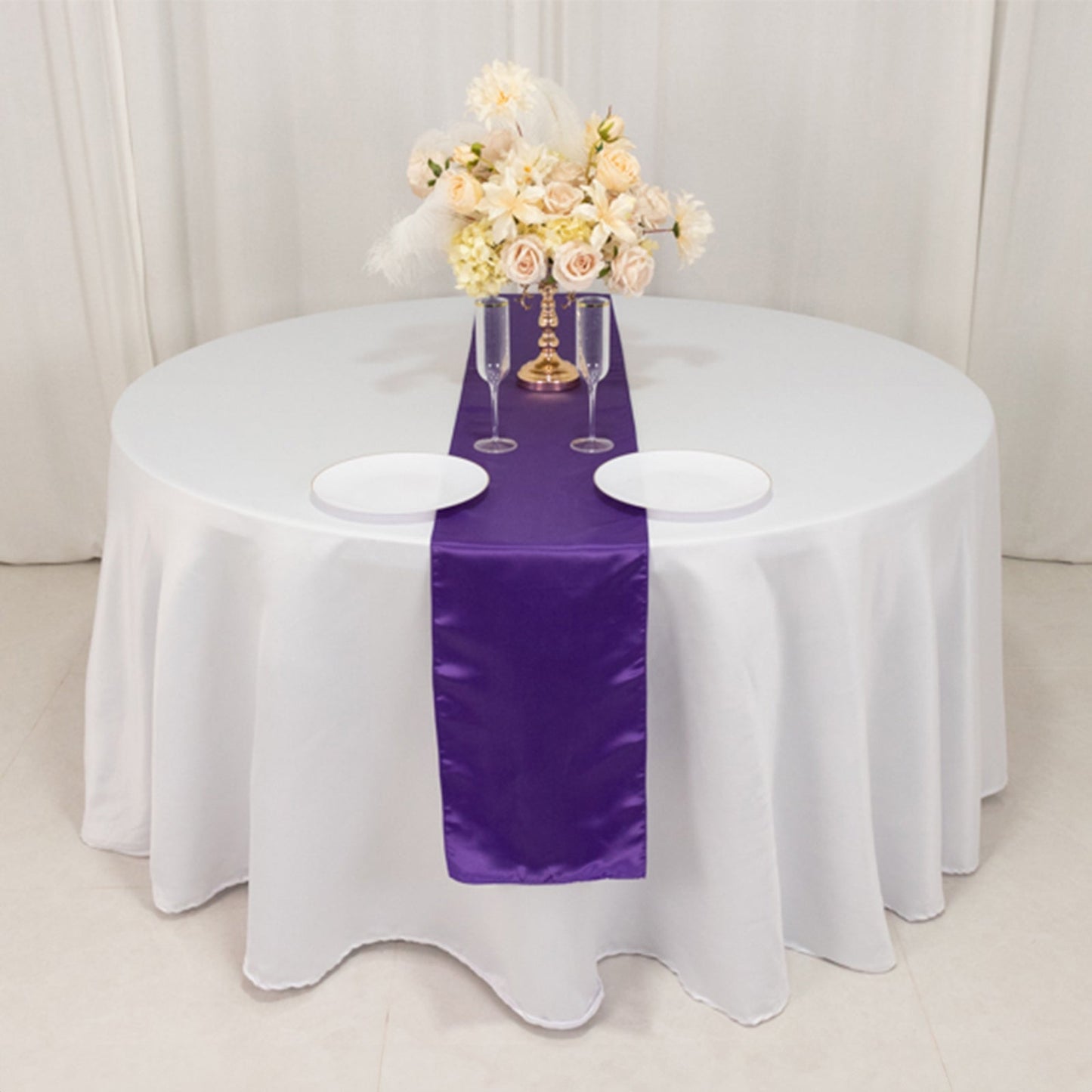 Lamour Satin 12"x108" Table Runner Purple - Smooth & Lustrous Finish