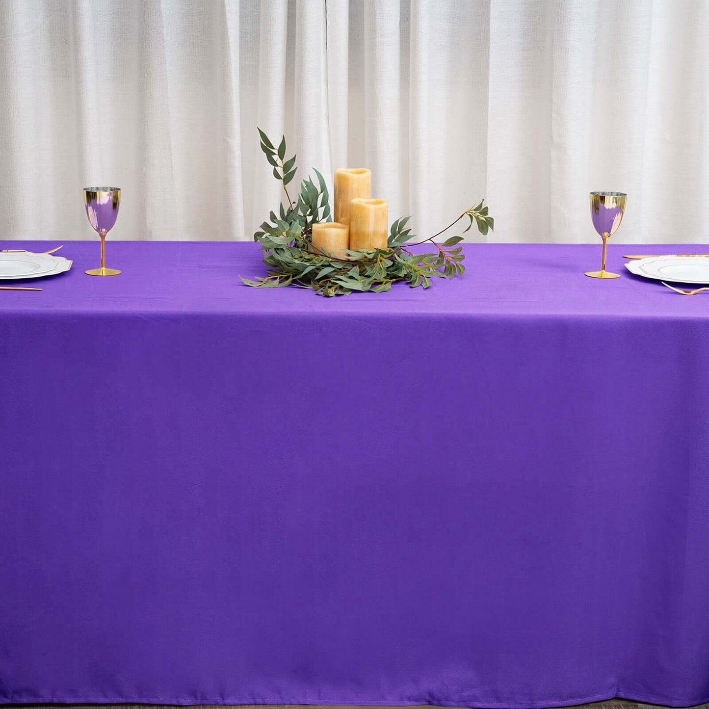 Polyester 90"x156" Rectangle Tablecloth Purple - Seamless Wrinkle-Resistant Table Cover