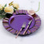 6-Pack Acrylic Plastic Round Charger Plates 13" in Purple with Gold Brushed Wavy Scalloped Rim, Decorative Dinner Party Charger Tableware