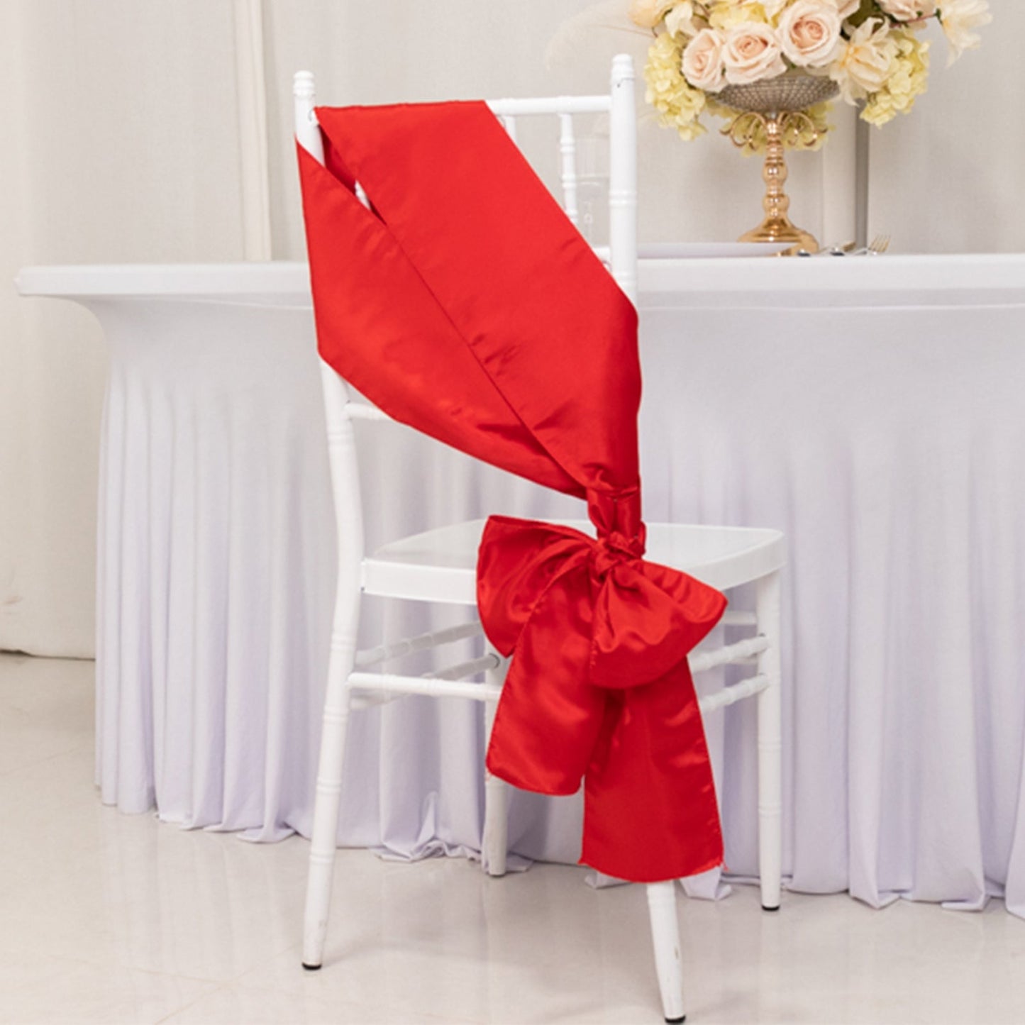 5 Pack Lamour Satin 6"x106" Chair Sashes Red - Stylish Reusable Decorative Bows