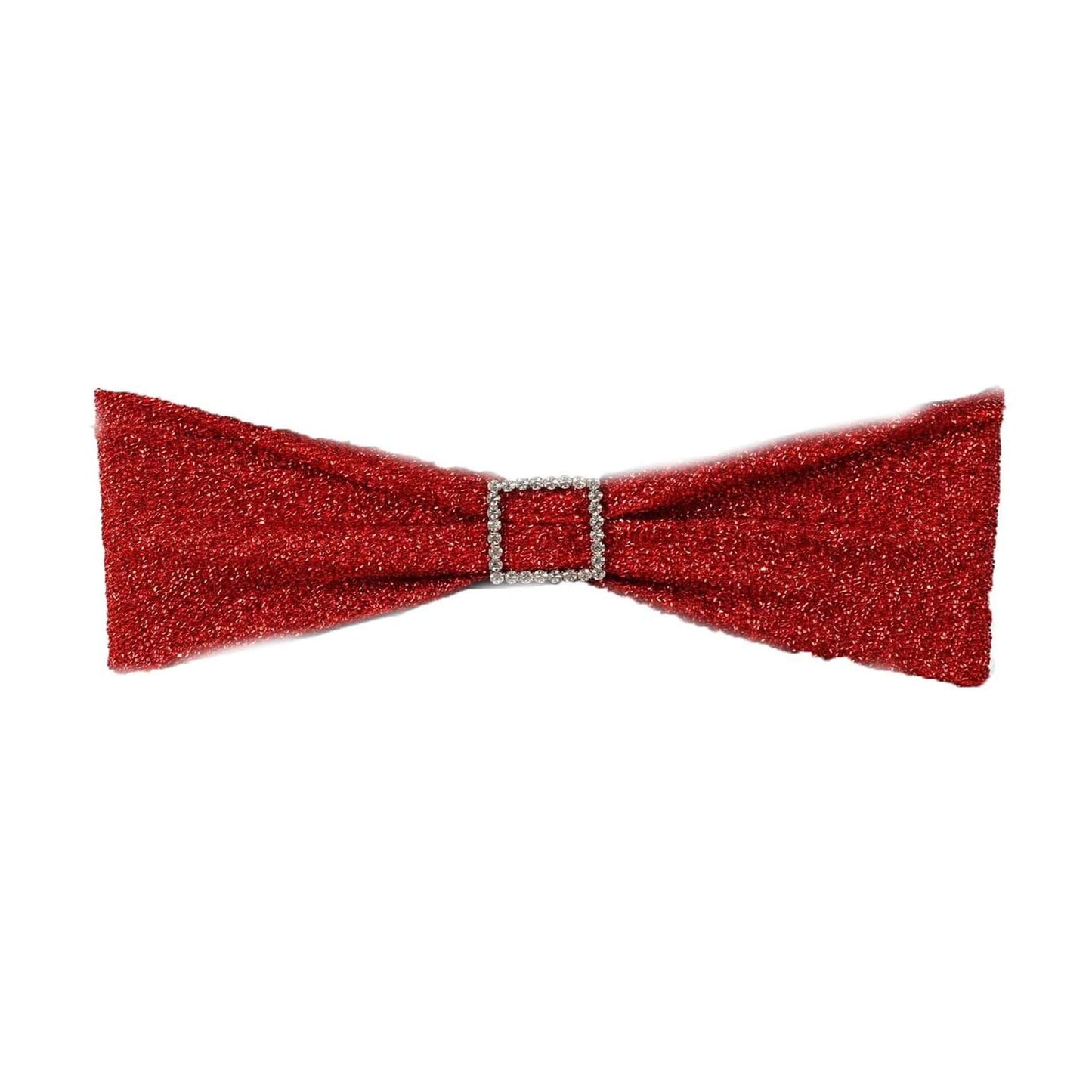 5 Pack Metallic Shimmer Tinsel Spandex Chair Sashes Red - Durable and Reusable Stretch Chair Bands