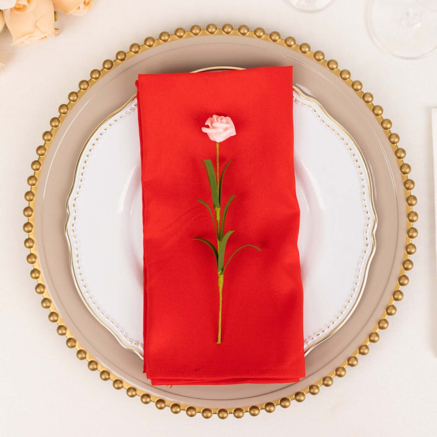 5 Pack Premium Polyester 20"x20" Napkins Red - Wrinkle-Resistant & Durable Dinner Napkins