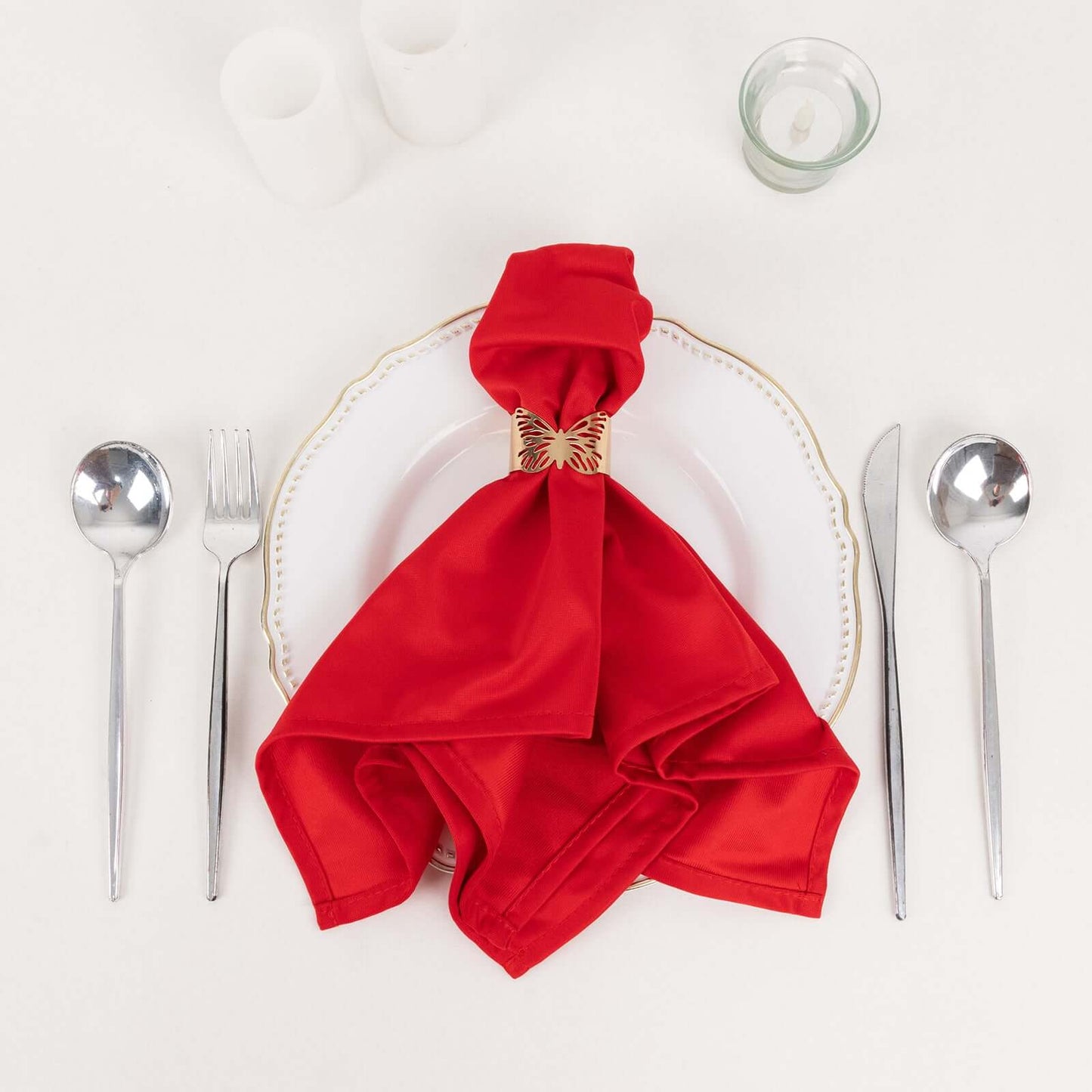 5 Pack Scuba 20"x20" Napkins Red - Durable & Reusable Dinner Napkins