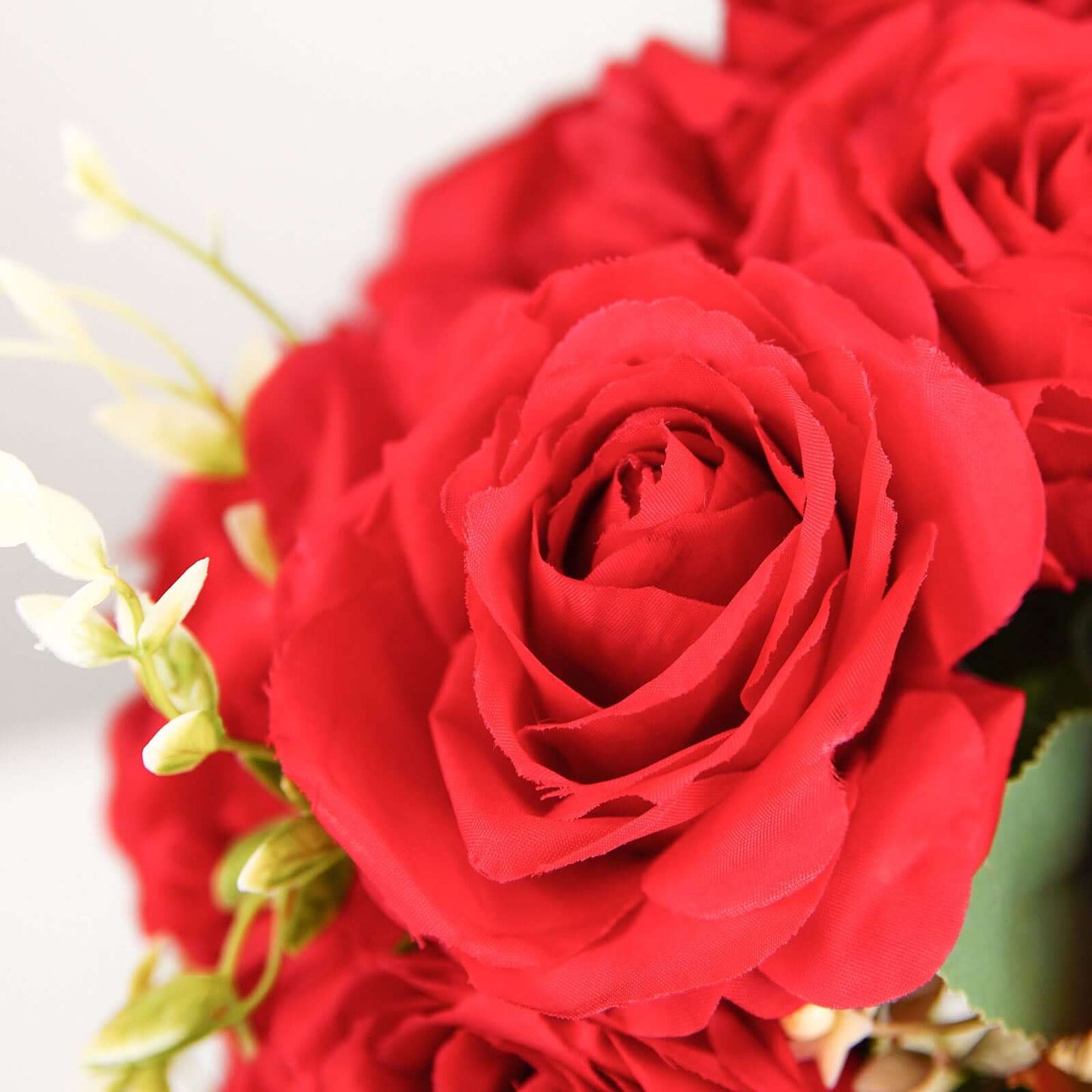 2 Bushes 18" Real Touch Red Artificial Rose Flower Bouquet, Silk Long Stem Flower Arrangements