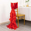 5 Pack Chiffon Satin Chair Sashes Red - Easy to Install Ruffled Curly Willow