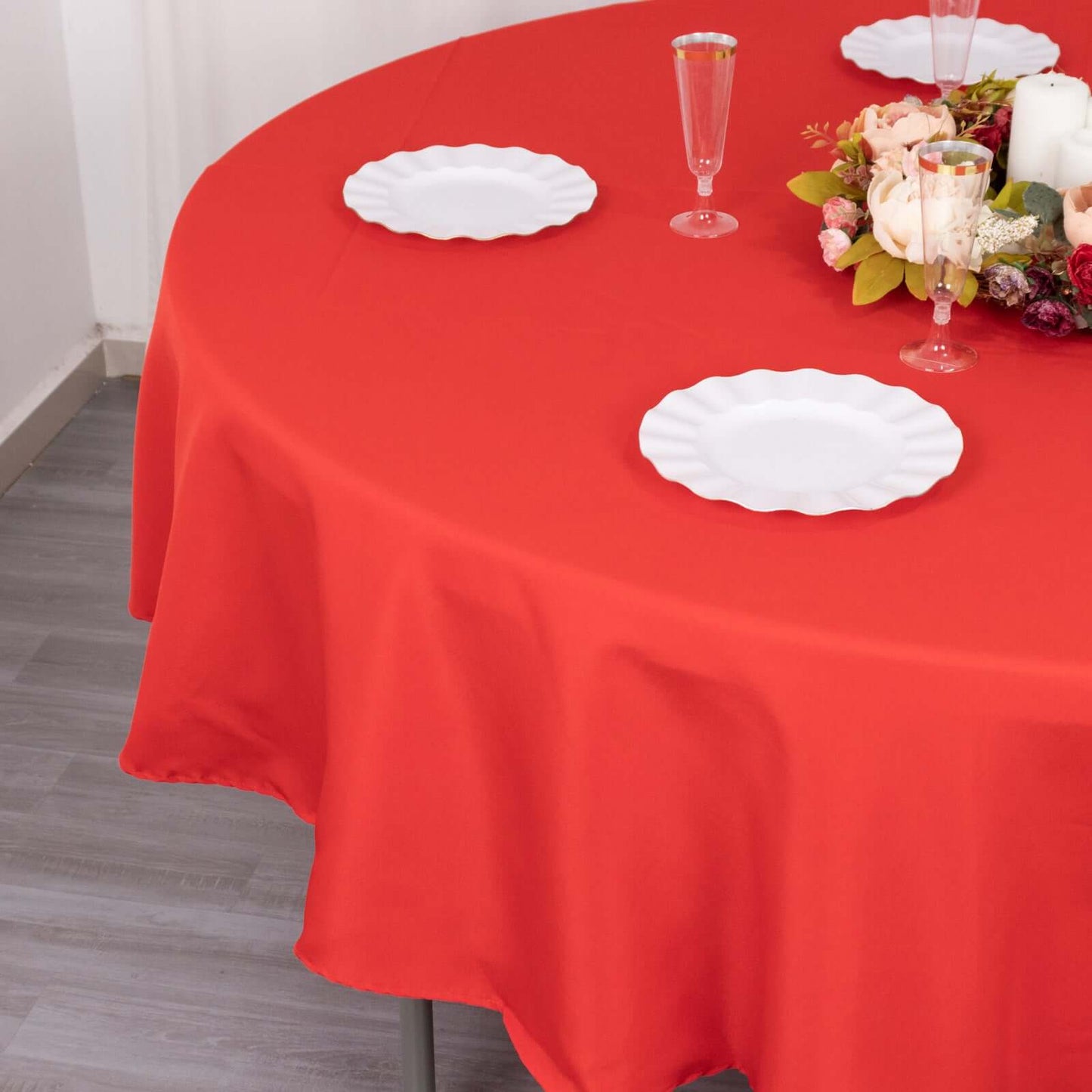 Premium Polyester 90" Round Tablecloth Red - Stain and Wrinkle-Resistant Design with 220GSM Thickness Table Cover