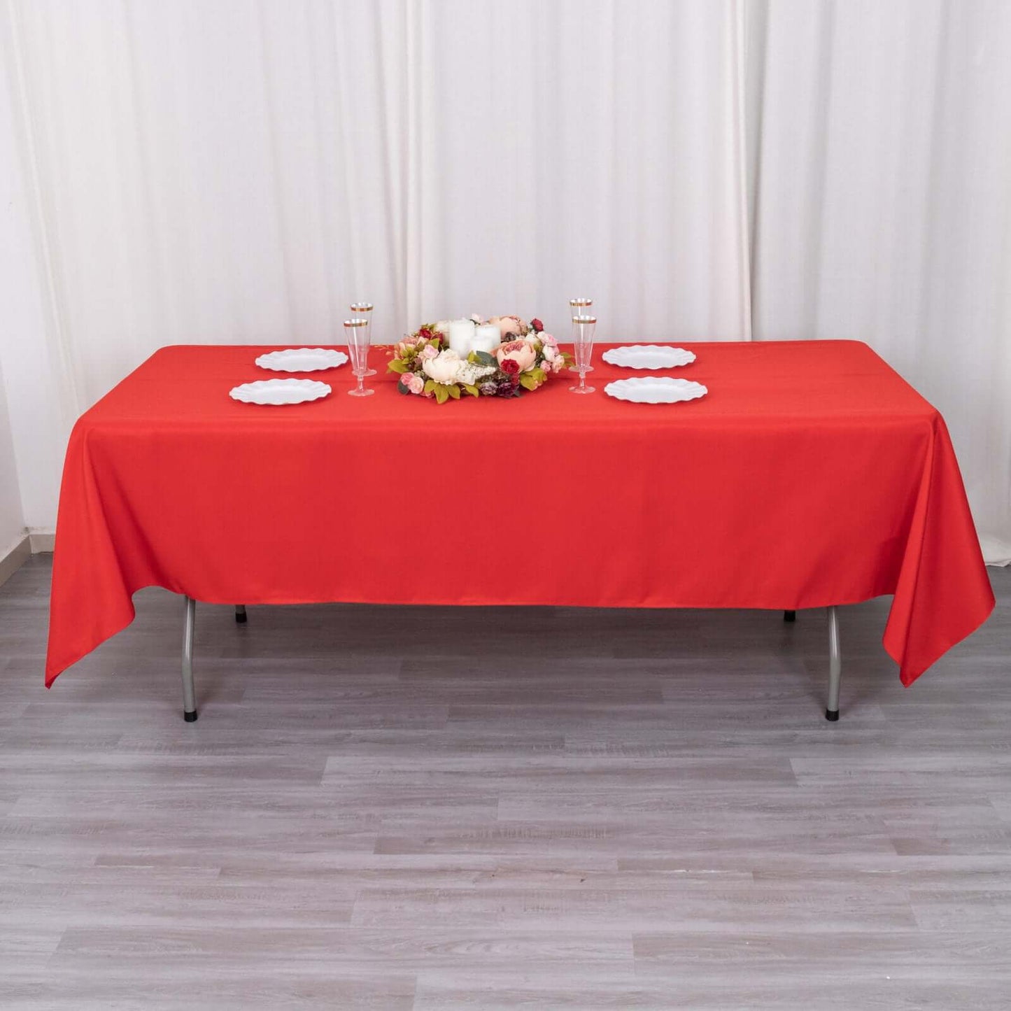 Premium Polyester 60"x102" Rectangle Tablecloth Red - Durable 220GSM Wrinkle-Resistant Table Cover