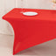 Stretch Spandex 72"x30" Rectangle Table Cover Red/White Cross Over Design - Versatile & Sleek Two-Piece Fitted Tablecloth with Elastic Foot Pockets