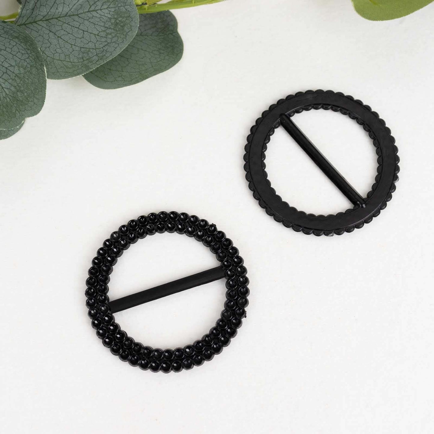 20 Pack Diamond Round Chair Sash Band Buckle Pins Black - Timeless Rhinestone Napkin Rings 2.5"