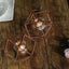 Set of Metal Candle Holders Linked Geometric Design Rose Gold - Modern Table Decor with Votive Glass for Gatherings 11"