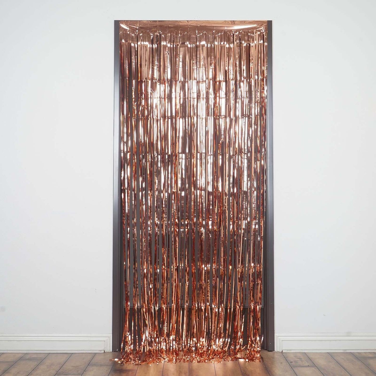8ft Rose Gold Metallic Tinsel Foil Fringe Doorway Curtain Party Backdrop