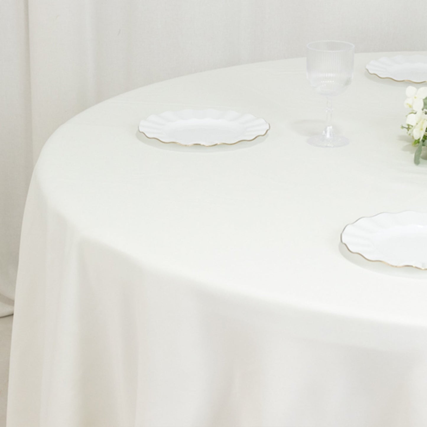 Fire Retardant Premium Polyester 108" Round Tablecloth Ivory - High-Performance Table Cover