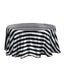 Satin 120" Round Tablecloth Black/White - Stripe Design with Seamless Silky Smooth Finish Table Cover