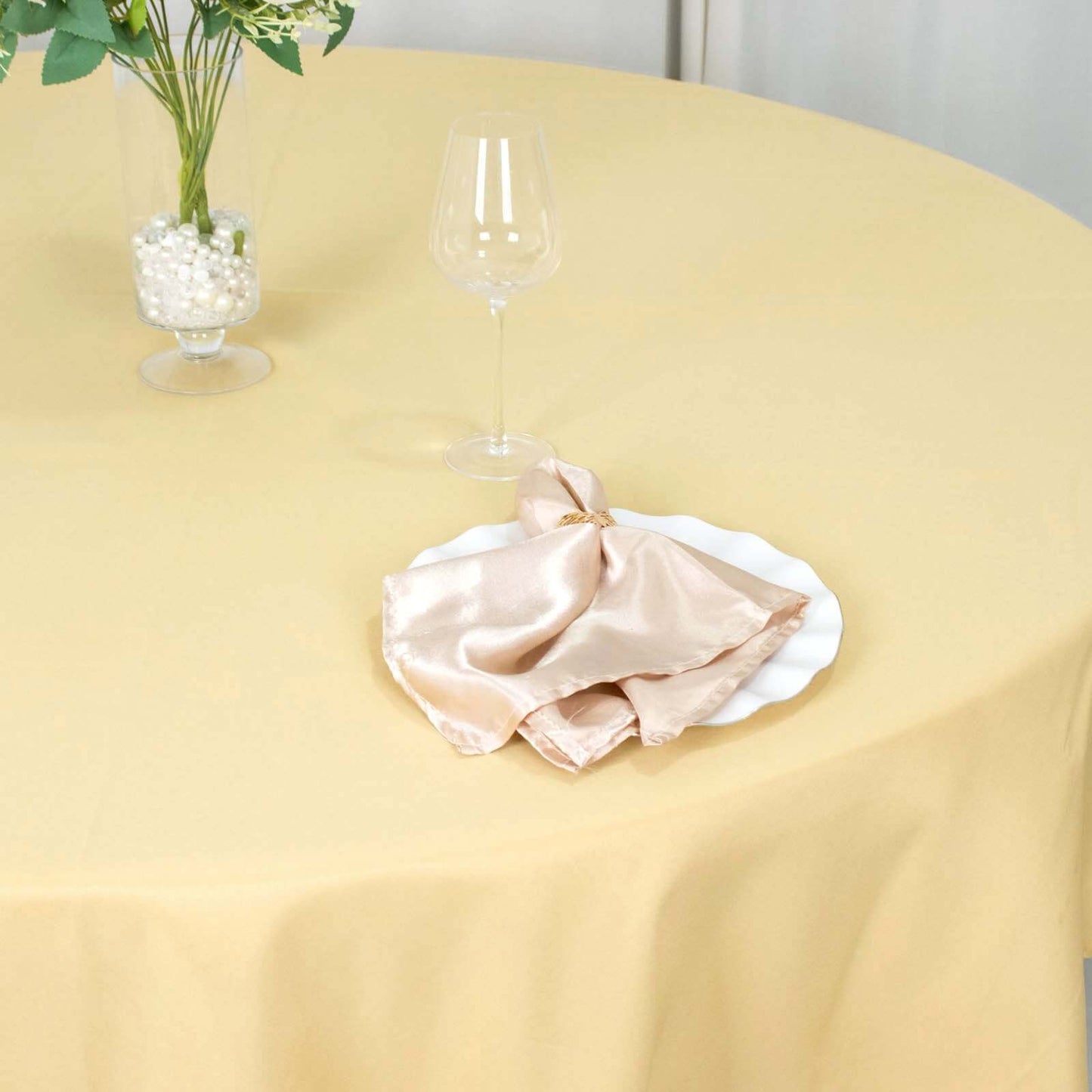 Premium Polyester 90" Round Tablecloth Champagne - Stain and Wrinkle-Resistant Design with 220GSM Thickness Table Cover