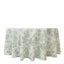 Polyester 120" Round Tablecloth White - Dusty Sage Green French Toile Pattern for Chic Weddings