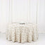 Satin 120" Round Tablecloth Ivory - Grandiose 3D Rosette with Seamless Finish Table Cover