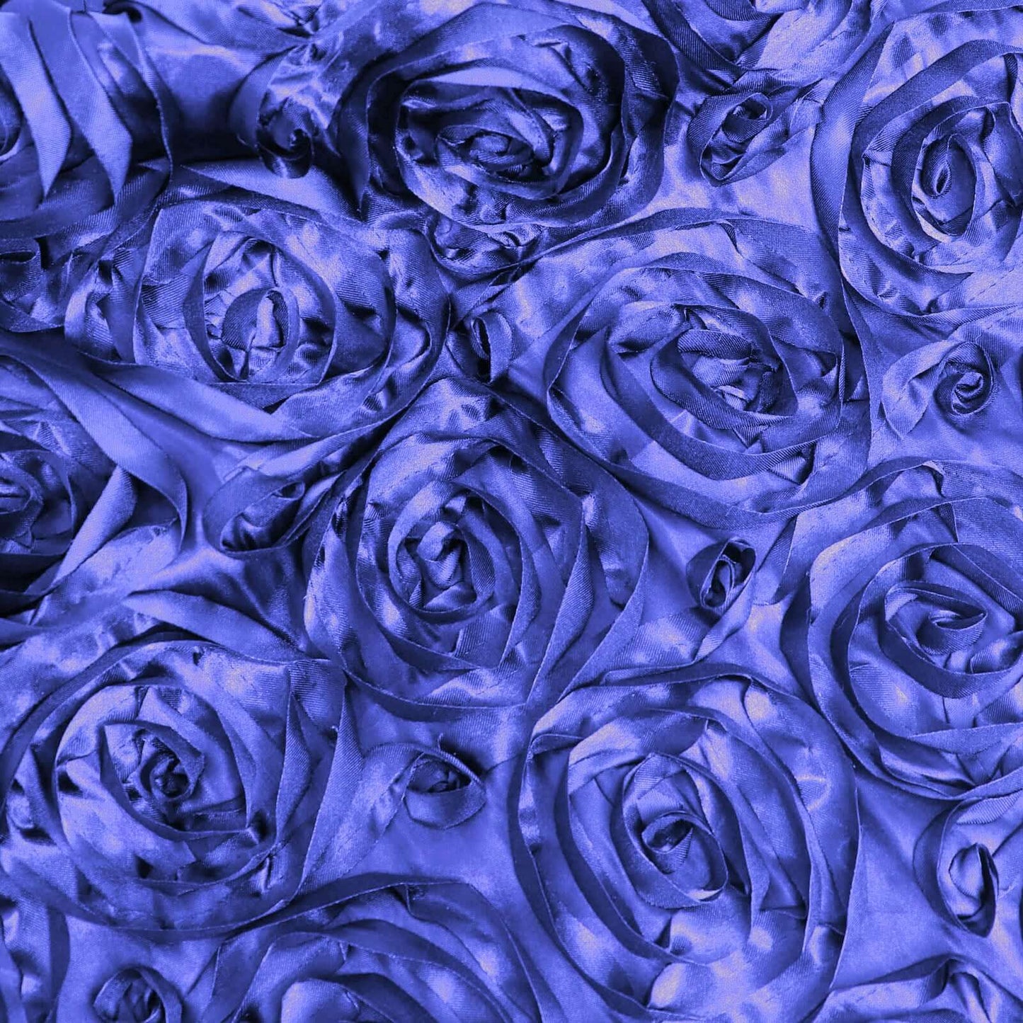 Satin 72"x72" Table Overlay Square Tablecloth Royal Blue - 3D Rosette Table Cover
