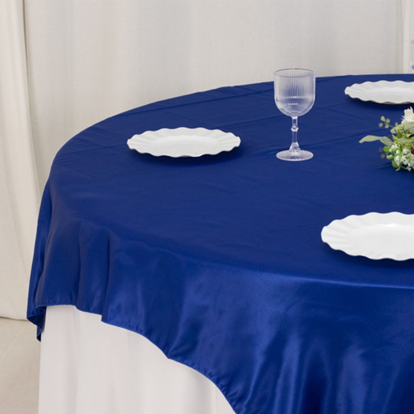 Lamour Satin 72"x72" Table Overlay Square Tablecloth Royal Blue - Smooth Finish Table Topper