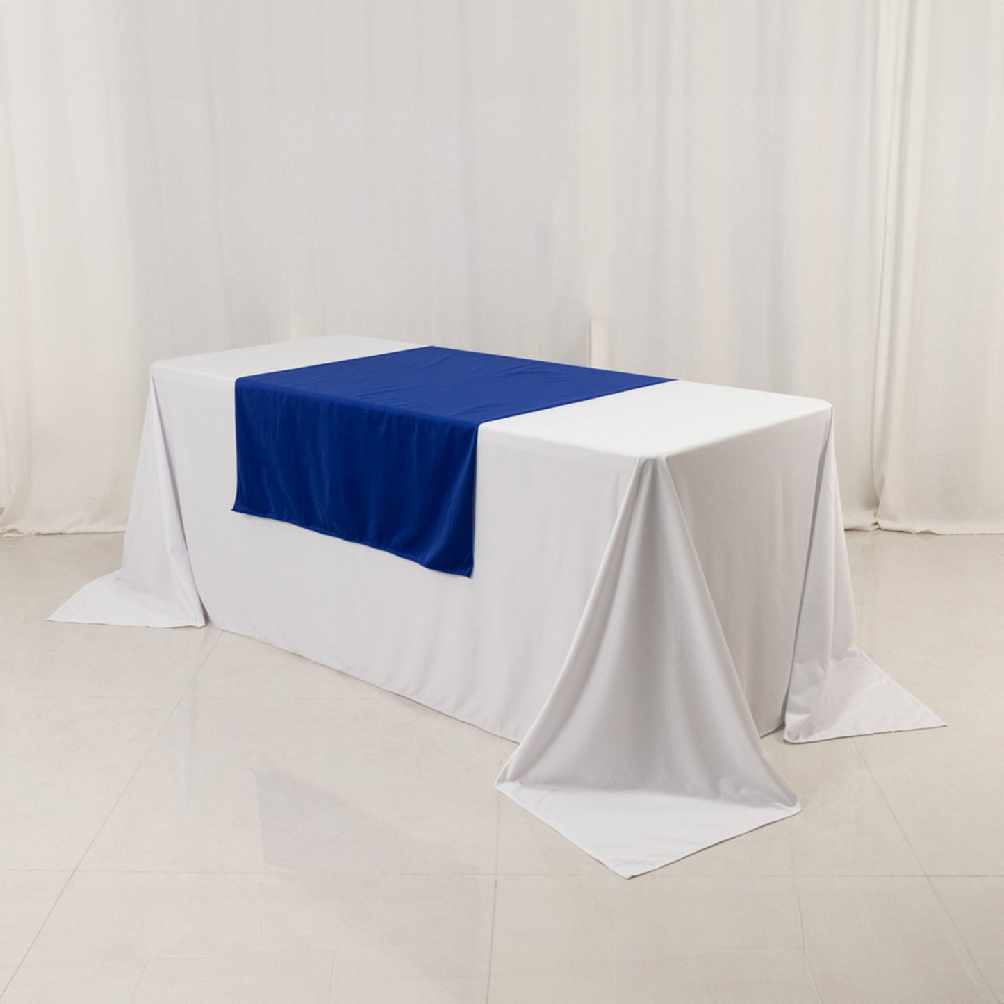 Scuba Polyester 36"x72" Wide Table Runner Royal Blue - Wrinkle-Free Trade Show Table Linen