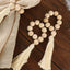 4 Pack 6" Cream Rustic Boho Chic Wood Bead Napkin Rings With Tassels, Farmhouse Country Napkin Holders