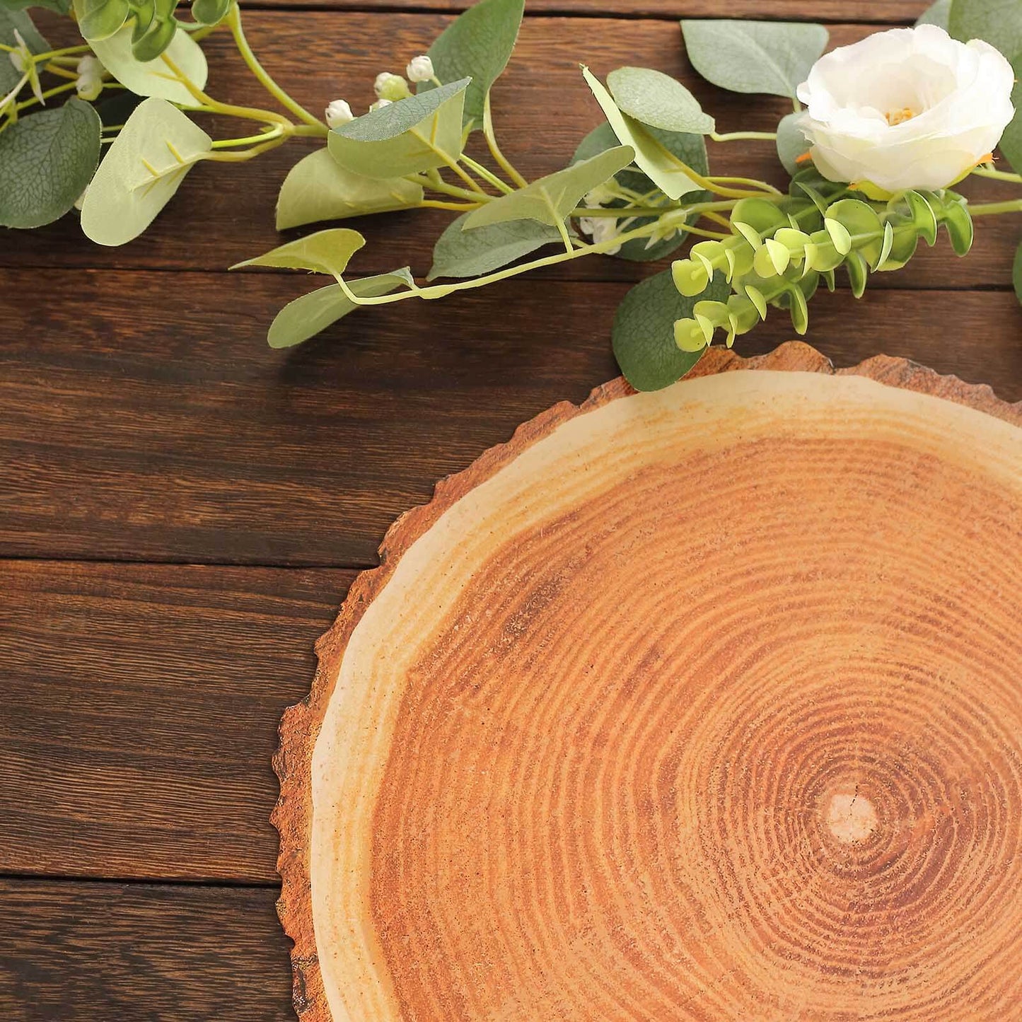 6-Pack Disposable Table Placemats in Natural Wood Slice Print - 700GSM Cardboard Placemats for Boho Farmhouse Decor 13"