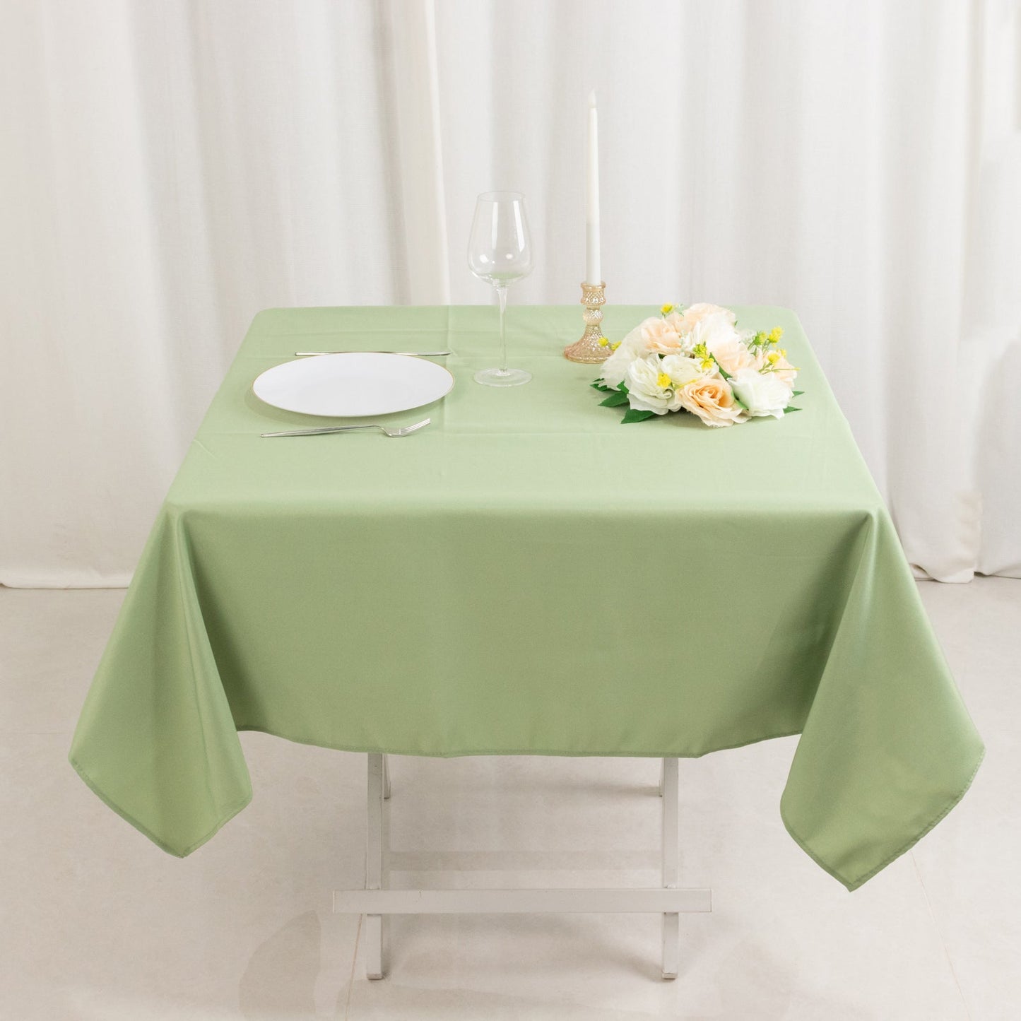 Premium Polyester 54"x54" Square Tablecloth Sage Green - Stain and Wrinkle-Resistant 220GSM Table Cover