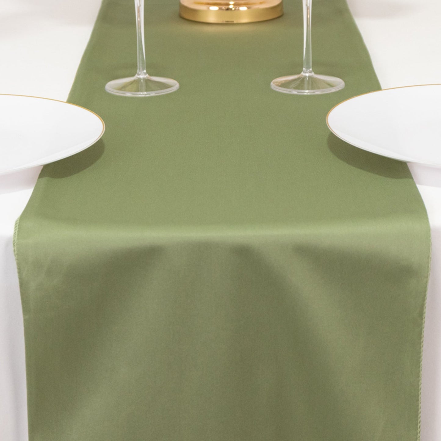 Scuba Polyester 12"x108" Table Runner Dusty Sage Green - Wrinkle-Free Table Linen