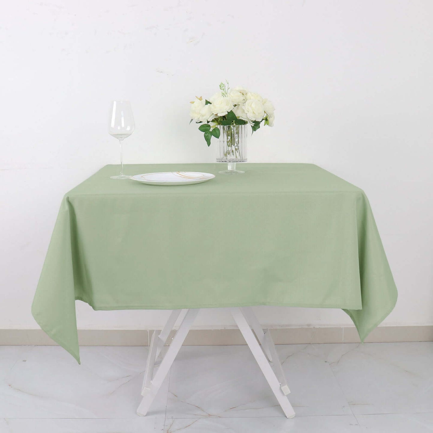 Polyester Square 54"x54" Tablecloth Sage Green - Wrinkle-Resistant & Durable Table Cover