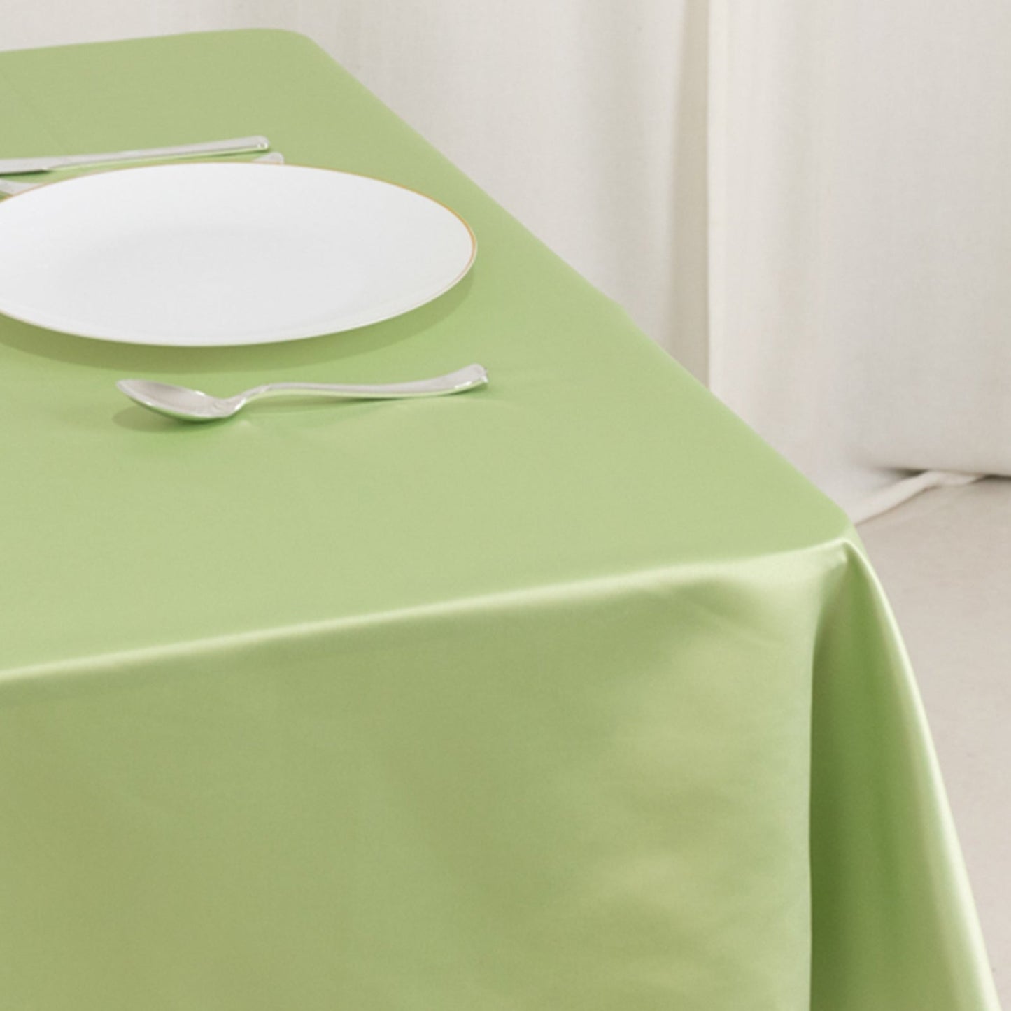 Lamour Satin 54"x54" Table Overlay Square Tablecloth Sage Green - Durable & Silk-Like Table Cover