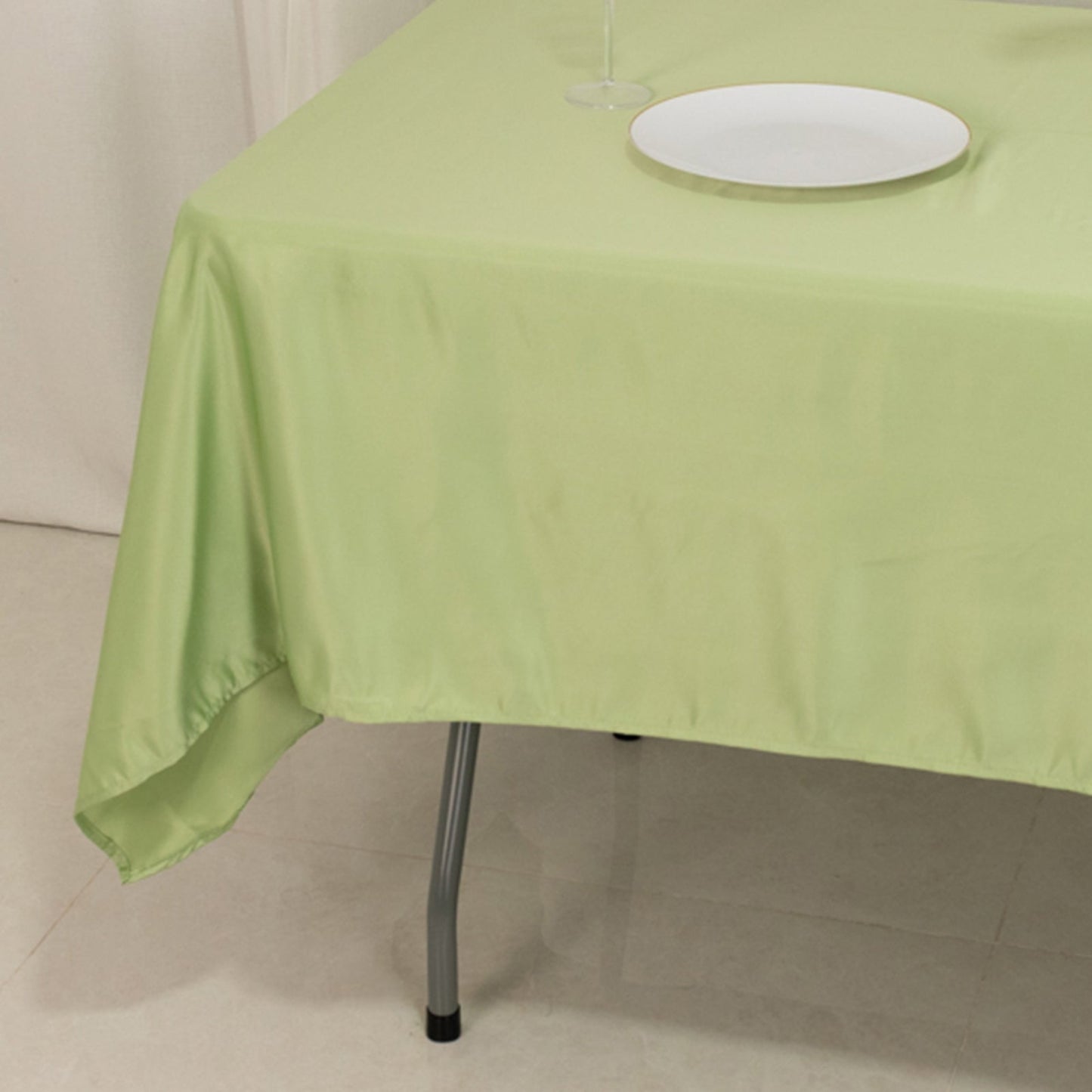 Lamour Satin 60"x102" Rectangle Tablecloth Sage Green - Durable & Silky Soft Feel Table Cover