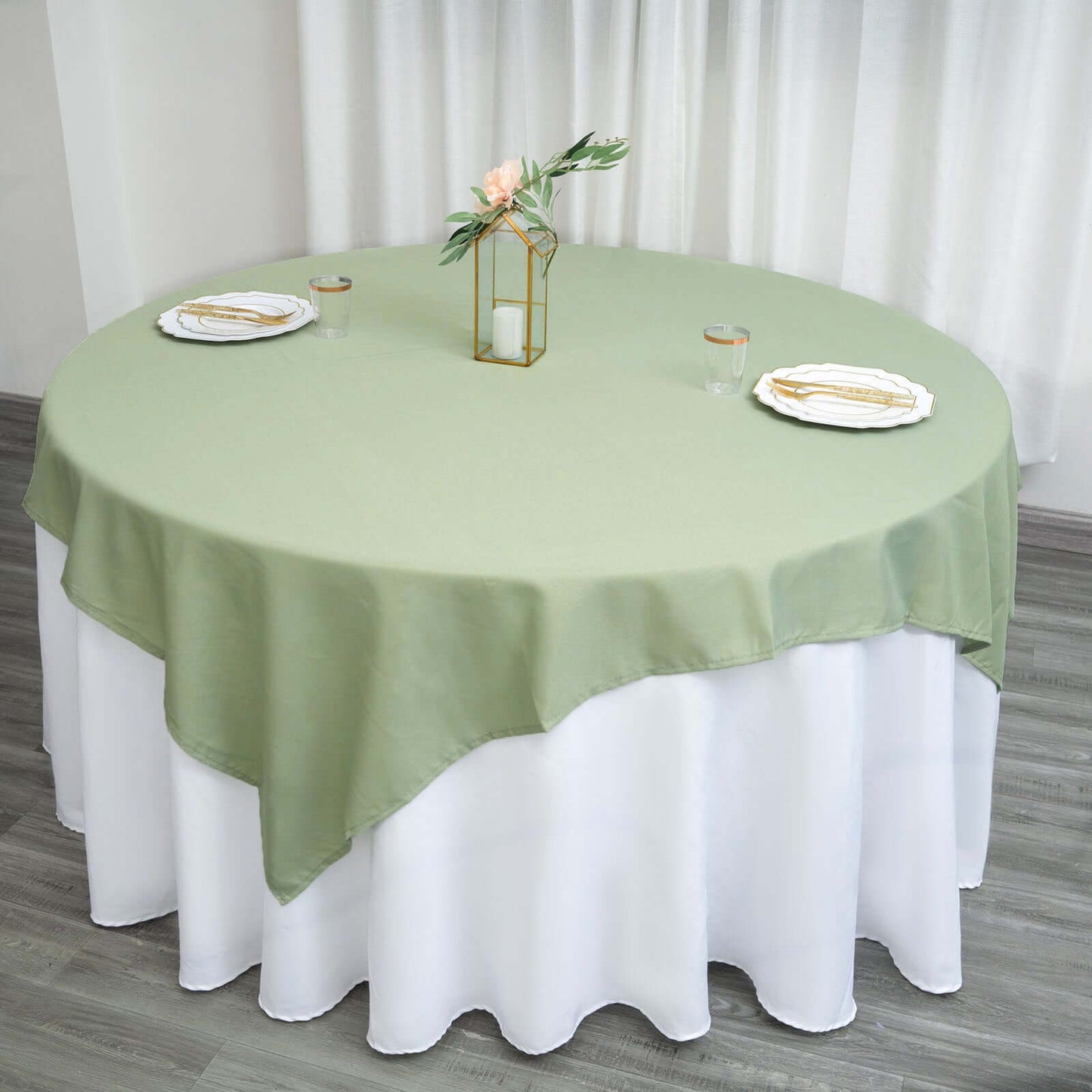 Polyester 70"x70" Table Overlay Square Tablecloth Sage Green - Wrinkle-Resistant & Durable Table Cover