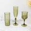 6-Pack Reusable Plastic Cocktail Goblets 8oz, Dusty Sage Green Crystal Cut - Shatterproof Wine Glasses