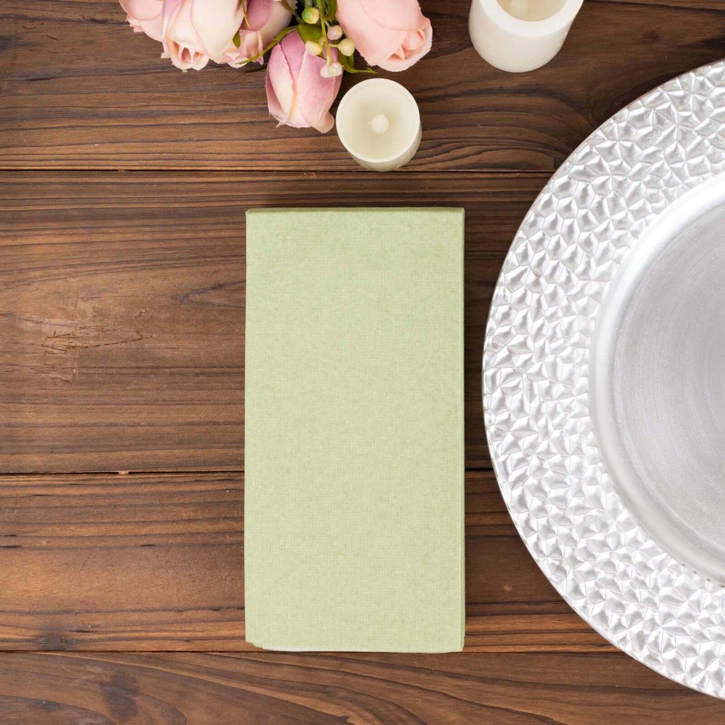 20 Pack Linen-Like Paper 8.5"x4" Napkins Sage Green - Highly Absorbent & Disposable Airlaid Guest Towels