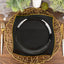 10-Pack Plastic 10" Square Dinner Plates in Black with Gold Wavy Rim Modern - Disposable Party Plates