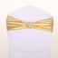 5 Pack Metallic Spandex Chair Sashes Gold - Stretch Fit Chair Bands With Round Diamond Buckles for Glamorous Event Decor