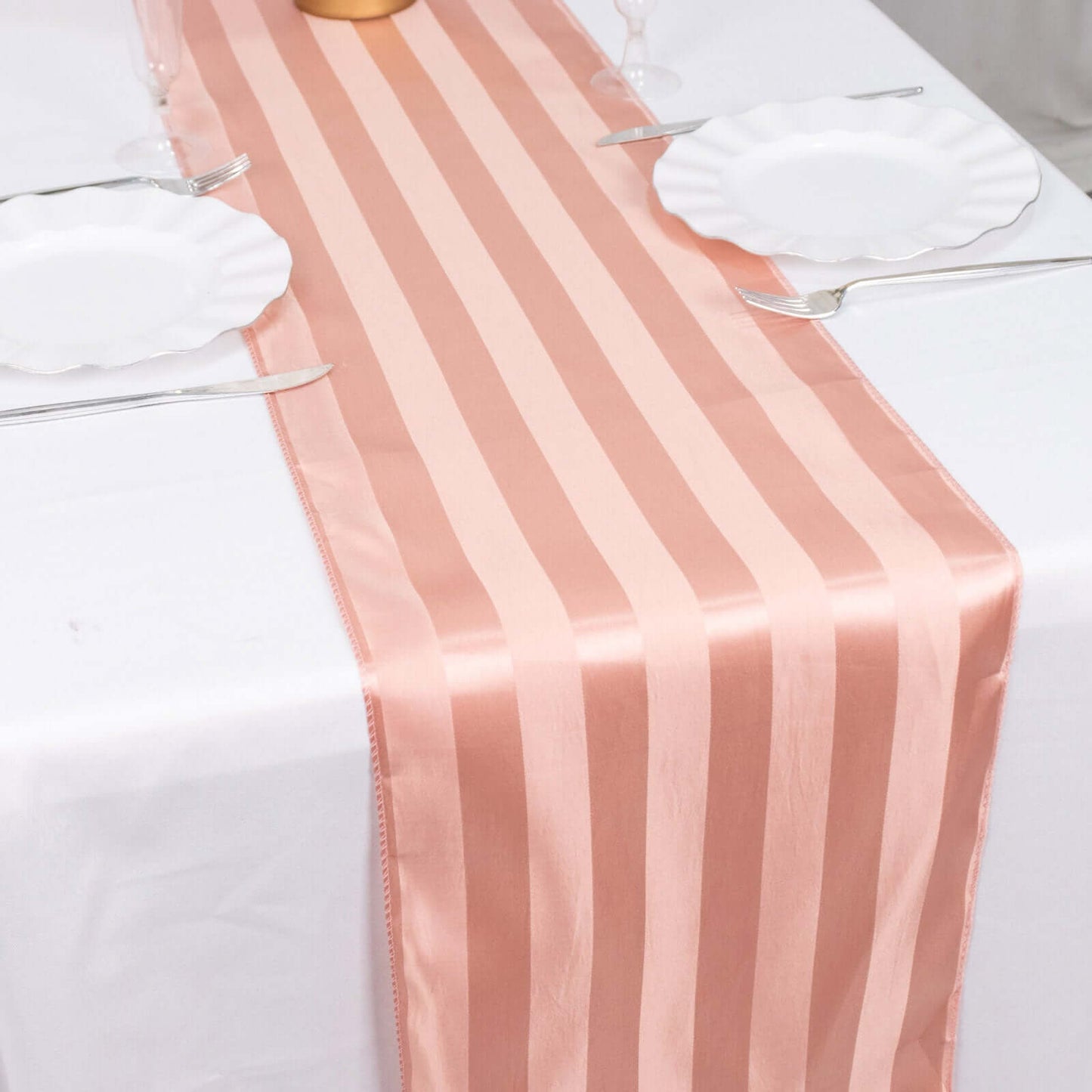 Satin 12"x108" Table Runner Dusty Rose - Stripe Table Decor