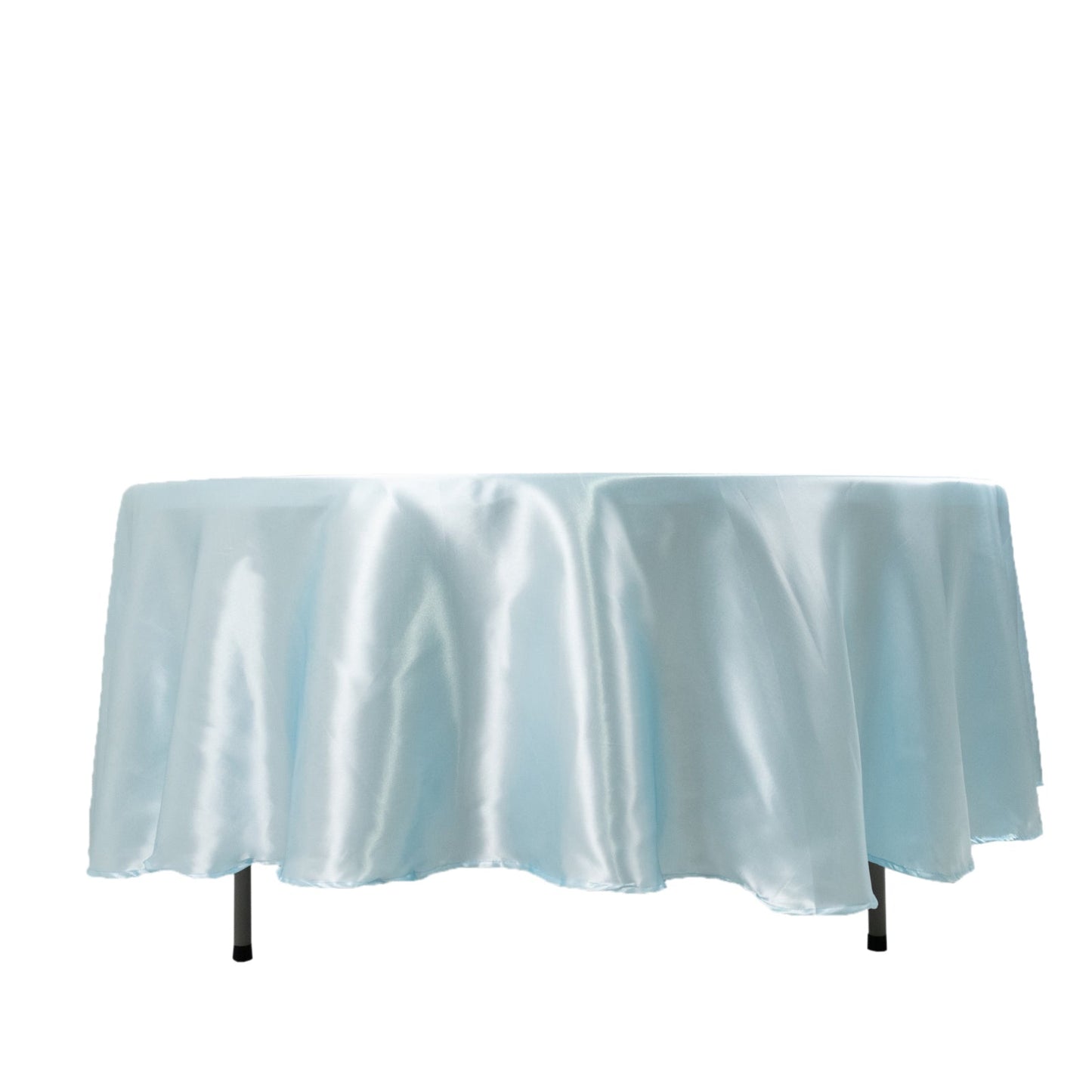 Satin 108" Round Tablecloth Light Blue - Smooth and Lustrous Table Cover