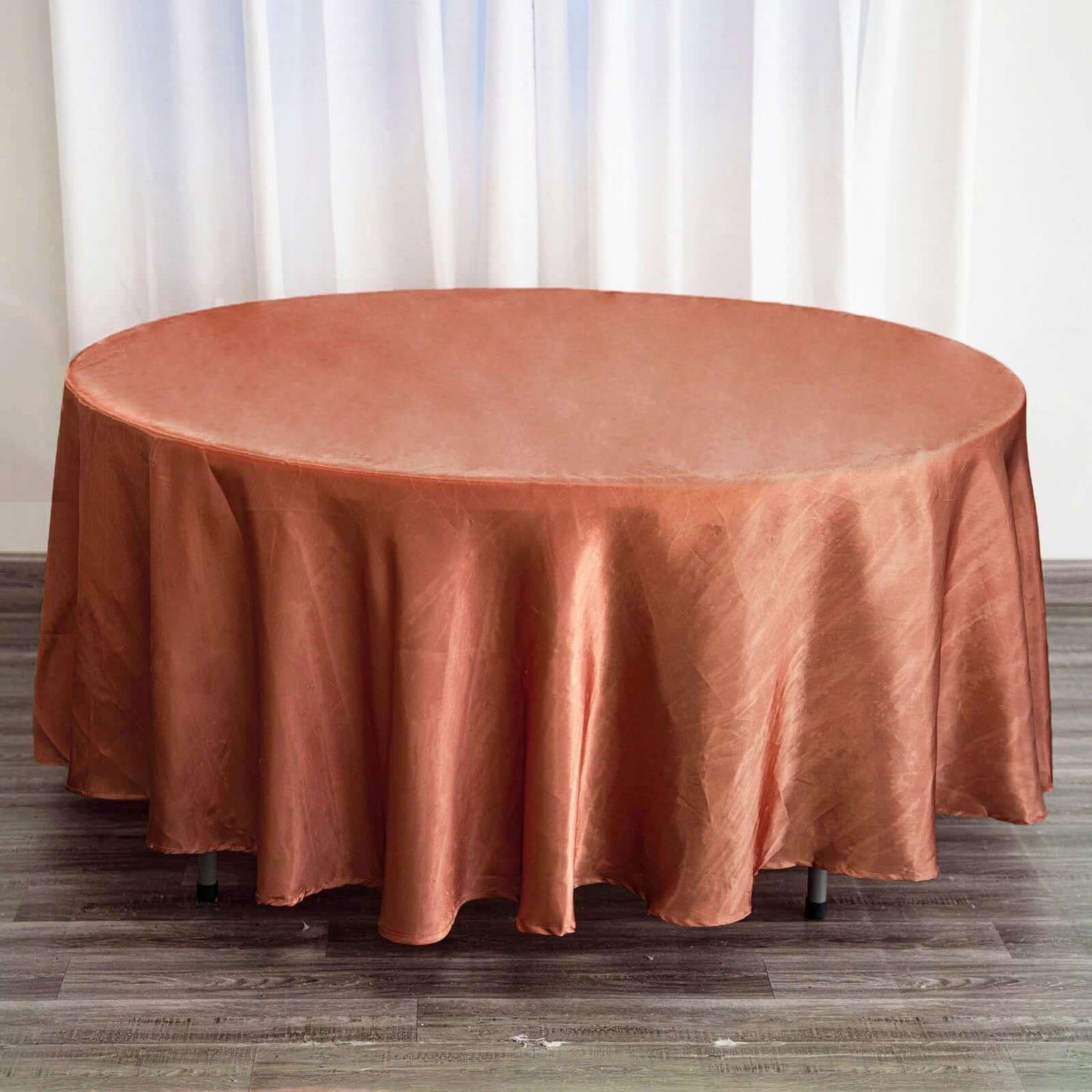 Satin 108" Round Tablecloth Terracotta (Rust) - Smooth and Lustrous Table Cover