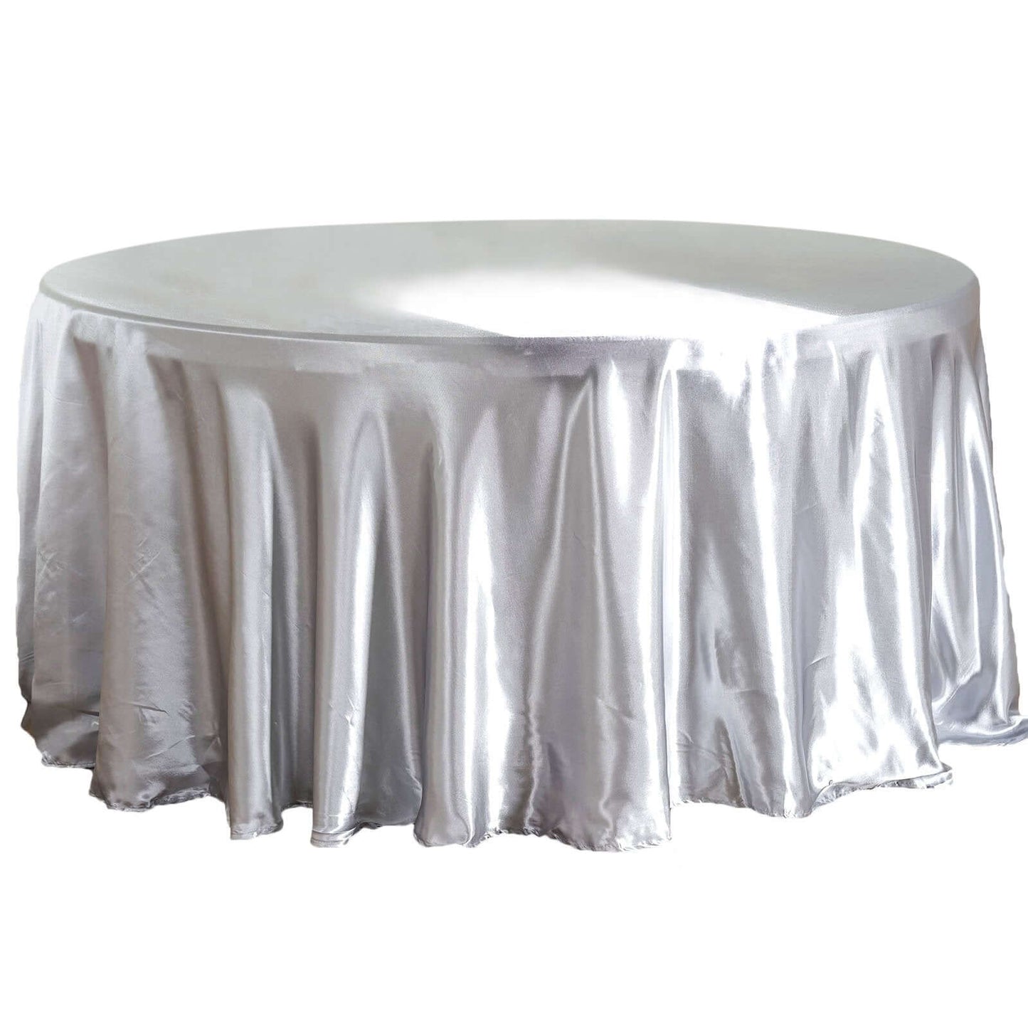 Satin 120" Round Tablecloth Silver - Stylish Seamless Table Cover