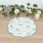10 Pack Disposable Charger Plates White with Sage Green French Toile Pattern, 13" Cardboard Paper Placemats with Scalloped Rim