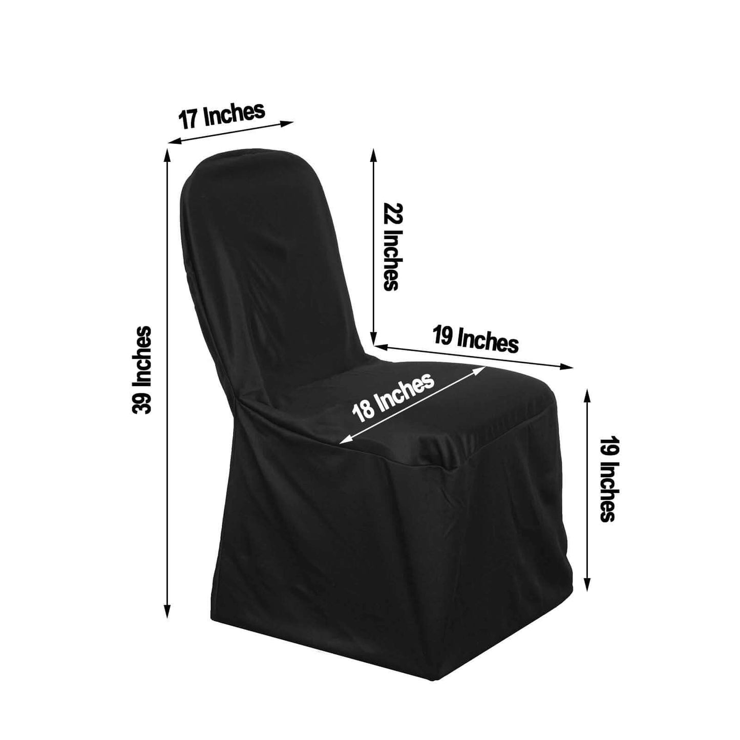 Scuba Stretch Chair Cover Black for Banquet Chairs Slim Fit Design - Wrinkle Free and Durable Slipcover