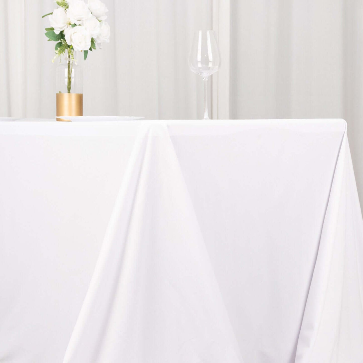 Scuba Rectangular 90"x156" Tablecloth White - Wrinkle Free, Stain Resistant & Seamless Table Cover for Weddings and Parties