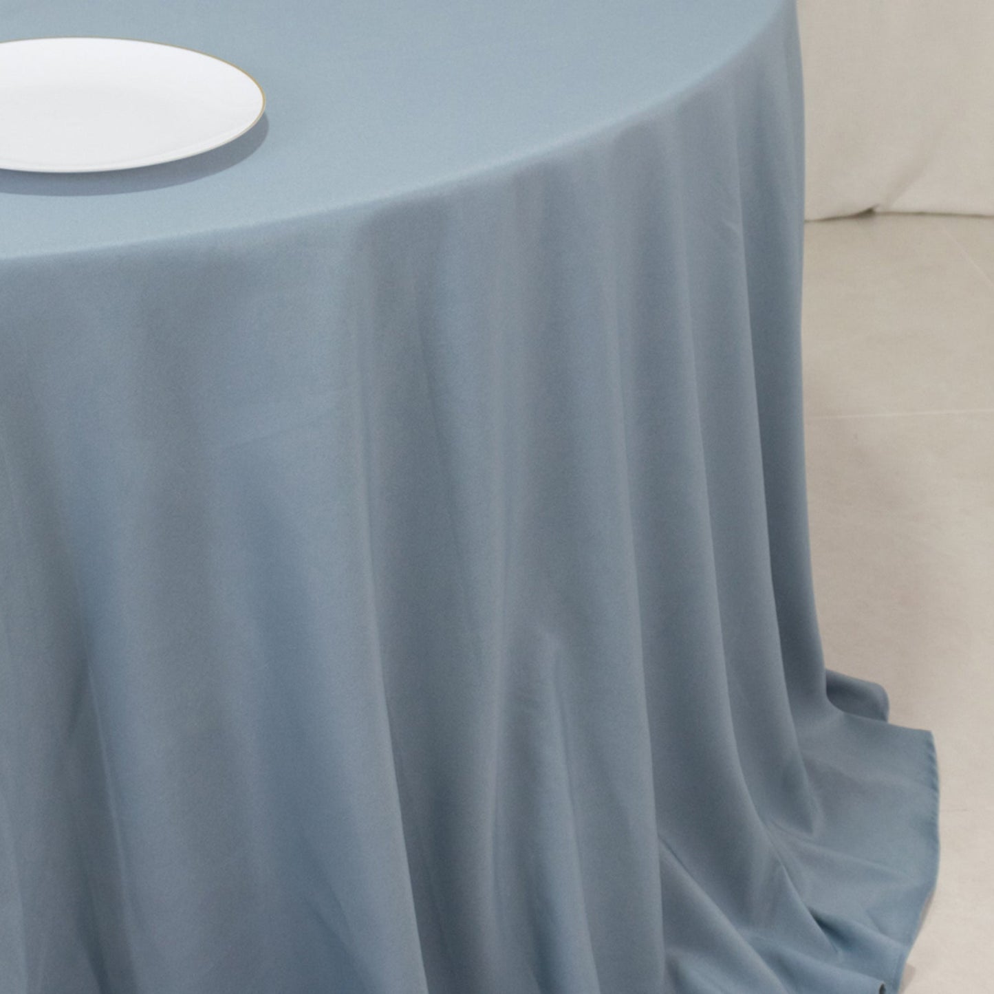 Premium Polyester 132" Round Tablecloth Dusty Blue - Seamless 220GSM Wrinkle-Resistant Table Cover