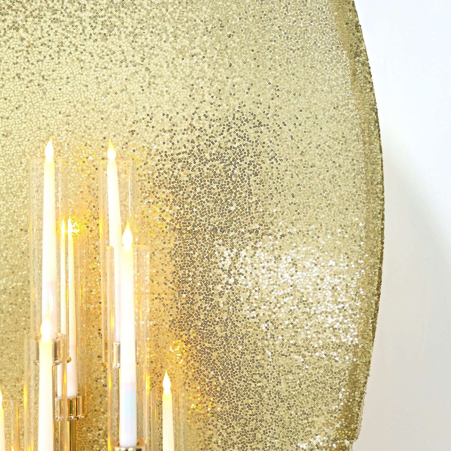 7.5ft Champagne Sparkle Sequin Round Wedding Arch Cover, Shiny Shimmer Photo Backdrop Stand Cover, 2-Sided Custom Fit