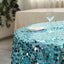 Sequin 72"x72" Table Overlay Square Tablecloth Turquoise - Big Payette Table Cover