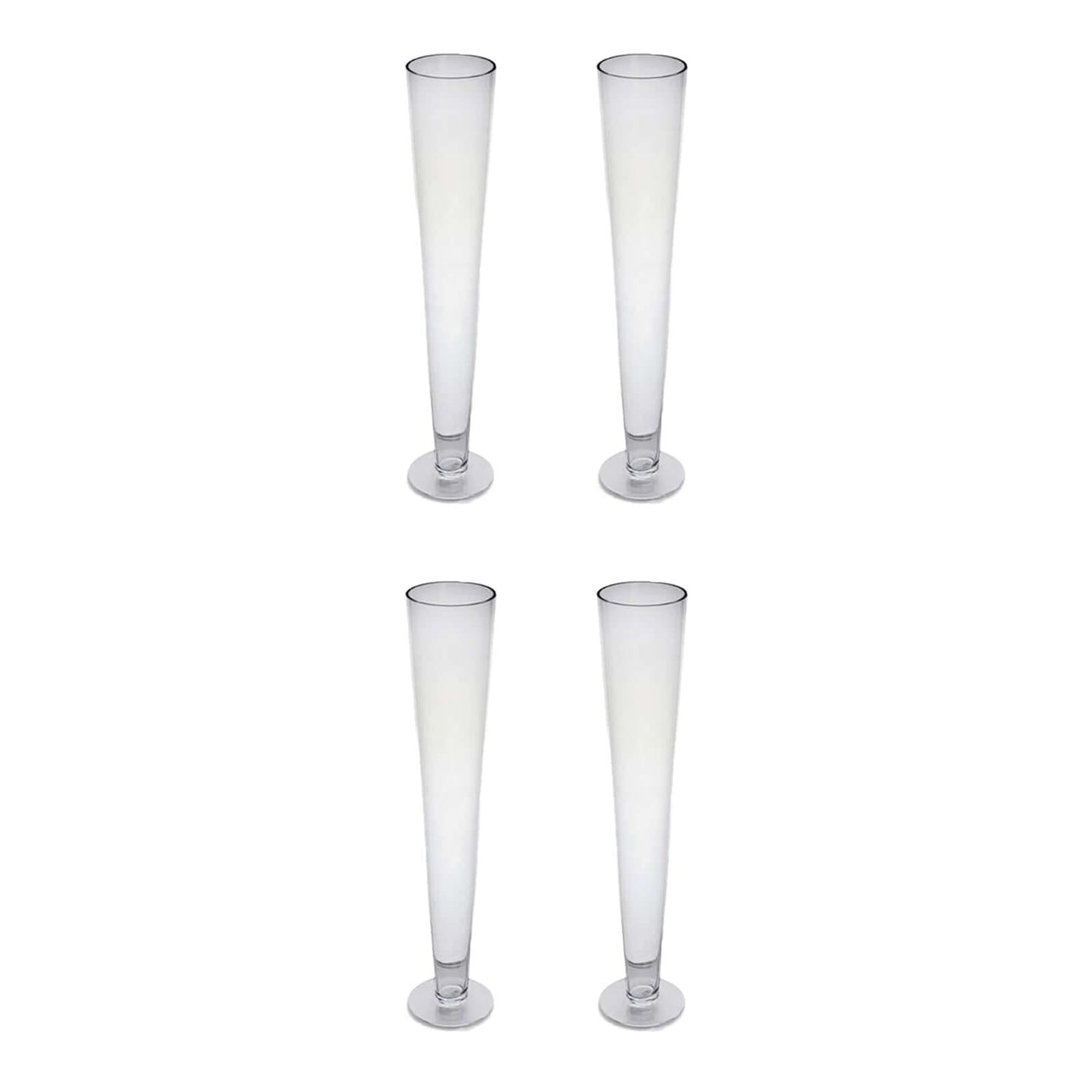 4-Pack Glass Trumpet Vases Clear - Durable Design for Chic Event Displays 28"